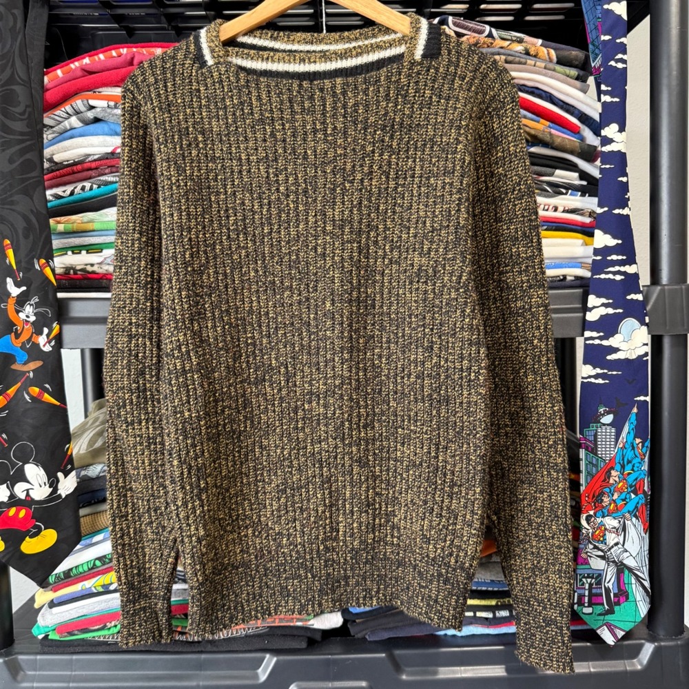Vintage Brown Edgeworth Lambswool Blend Ribbed Knit Crewneck Sweater Small/ Med